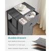 imageSONGMICS10 Drawers Wide Dresser 10 Drawers 10Drawer Dresser Storage Tower Metal Frame Wooden Top and Front Fabric Drawers 10 Drawers Brown and Black ULGS145B01Gray  Black With Wood Grain