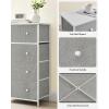 imageSONGMICS10 Drawers Wide Dresser 10 Drawers 10Drawer Dresser Storage Tower Metal Frame Wooden Top and Front Fabric Drawers 10 Drawers Brown and Black ULGS145B01Light Gray  White
