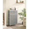 imageSONGMICS10 Drawers Wide Dresser 10 Drawers 10Drawer Dresser Storage Tower Metal Frame Wooden Top and Front Fabric Drawers 10 Drawers Brown and Black ULGS145B01Light Gray  White