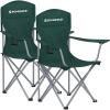 imageSONGMICS 2 Pack Folding Camping Chairs Load 330 lb Cup Holder and High Backrest HeavyDuty Structure for Lawn Garden Fishing TerraceDark Green