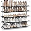 imageSONGMICS 5Tier Shoe Rack Shoe Storage for Hallway Closet Slim and SpaceSaving Metal Frame NonWoven Fabric Shelves Black ULSH55H