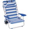 imageSONGMICS Portable Backpack Beach Chair 331 lb Capacity 4 Angles Adjustable Backrest 2 Side Pockets Towel Bar Blue and White UGCB62BUBlue  White