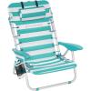 imageSONGMICS Portable Backpack Beach Chair 331 lb Capacity 4 Angles Adjustable Backrest 2 Side Pockets Towel Bar Blue and White UGCB62BUGreen  White