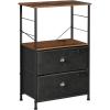 imageSONGMICS Rustic Nightstand Industrial Bedside Table with Drawer 2 Shelves Fabric Drawer Dresser End Table with Wooden Top and Front Rustic Brown and Black ULGS20H2 Drawers