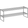 imageSONGMICS Shoe Rack 3Tier Shoe Organizer Metal Storage Shelf Upright or Upside Down for 1620 Pairs Stackable for Entryway 118 x 362 x 217 Inches Black ULSA303B02Grey