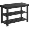 imageSONGMICS Shoe Rack Bench 3Tier Bamboo Shoe Storage Organizer Entryway Bench Holds Up to 286 lb 113 x 276 x 178 Inches for Entryway Bathroom Bedroom Brown ULBS04ZBlack