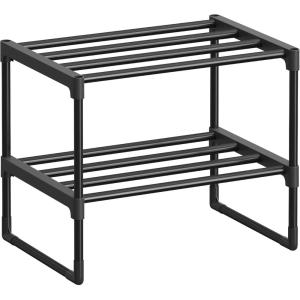 imageSONGMICS Shoe Rack 3Tier Shoe Organizer Metal Storage Shelf Upright or Upside Down for 1620 Pairs Stackable for Entryway 118 x 362 x 217 Inches Black ULSA303B02Black