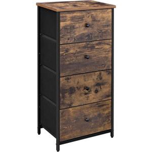 imageSONGMICS10 Drawers Wide Dresser 10 Drawers 10Drawer Dresser Storage Tower Metal Frame Wooden Top and Front Fabric Drawers 10 Drawers Brown and Black ULGS145B01Rustic Brown  Black