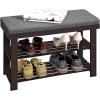 imageSONGMICS Bamboo Shoe Bench 3Tier Shoe Rack Organizer for Entryway Living Room Bench Seat Holds Up to 330 lb 114 x 28 x 193 Inches Brown and Gray ULBS604CGBrown  Gray