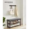 imageSONGMICS Bamboo Shoe Bench 3Tier Shoe Rack Organizer for Entryway Living Room Bench Seat Holds Up to 330 lb 114 x 28 x 193 Inches Brown and Gray ULBS604CGBrown  Gray