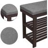 imageSONGMICS Bamboo Shoe Bench 3Tier Shoe Rack Organizer for Entryway Living Room Bench Seat Holds Up to 330 lb 114 x 28 x 193 Inches Brown and Gray ULBS604CGBrown  Gray