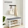 imageSONGMICS Bamboo Shoe Bench 3Tier Shoe Rack Organizer for Entryway Living Room Bench Seat Holds Up to 330 lb 114 x 28 x 193 Inches Brown and Gray ULBS604CGWhite  Gray