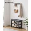 imageSONGMICS Bamboo Shoe Bench 3Tier Shoe Rack Organizer for Entryway Living Room Bench Seat Holds Up to 330 lb 114 x 28 x 193 Inches Brown and Gray ULBS604CGBlack  Gray