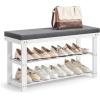 imageSONGMICS Bamboo Shoe Bench 3Tier Shoe Rack Organizer for Entryway Living Room Bench Seat Holds Up to 330 lb 114 x 28 x 193 Inches Brown and Gray ULBS604CGWhite  Gray