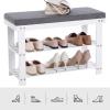 imageSONGMICS Bamboo Shoe Bench 3Tier Shoe Rack Organizer for Entryway Living Room Bench Seat Holds Up to 330 lb 114 x 28 x 193 Inches Brown and Gray ULBS604CGWhite  Gray