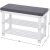 imageSONGMICS Bamboo Shoe Bench 3Tier Shoe Rack Organizer for Entryway Living Room Bench Seat Holds Up to 330 lb 114 x 28 x 193 Inches Brown and Gray ULBS604CGWhite  Gray
