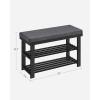 imageSONGMICS Bamboo Shoe Bench 3Tier Shoe Rack Organizer for Entryway Living Room Bench Seat Holds Up to 330 lb 114 x 28 x 193 Inches Brown and Gray ULBS604CGBlack  Gray