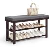 imageSONGMICS Bamboo Shoe Bench 3Tier Shoe Rack Organizer for Entryway Living Room Bench Seat Holds Up to 330 lb 114 x 28 x 193 Inches Brown and Gray ULBS604CGBrown  Gray