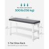 imageSONGMICS Bamboo Shoe Bench 3Tier Shoe Rack Organizer for Entryway Living Room Bench Seat Holds Up to 330 lb 114 x 28 x 193 Inches Brown and Gray ULBS604CGWhite  Gray