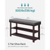 imageSONGMICS Bamboo Shoe Bench 3Tier Shoe Rack Organizer for Entryway Living Room Bench Seat Holds Up to 330 lb 114 x 28 x 193 Inches Brown and Gray ULBS604CGBrown  Gray