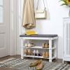 imageSONGMICS Bamboo Shoe Bench 3Tier Shoe Rack Organizer for Entryway Living Room Bench Seat Holds Up to 330 lb 114 x 28 x 193 Inches Brown and Gray ULBS604CGWhite  Gray