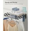 imageSONGMICS Clothes Drying Rack WallMounted Drying Rack Clothing Accordion Laundry Rack 9 Staggered Hanging Rods Expandable and Retractable Steel Cloud White ULLR806W01Ink Black