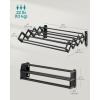 imageSONGMICS Clothes Drying Rack WallMounted Drying Rack Clothing Accordion Laundry Rack 9 Staggered Hanging Rods Expandable and Retractable Steel Cloud White ULLR806W01Ink Black