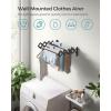 imageSONGMICS Clothes Drying Rack WallMounted Drying Rack Clothing Accordion Laundry Rack 9 Staggered Hanging Rods Expandable and Retractable Steel Cloud White ULLR806W01Ink Black