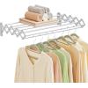 imageSONGMICS Clothes Drying Rack WallMounted Drying Rack Clothing Accordion Laundry Rack 9 Staggered Hanging Rods Expandable and Retractable Steel Cloud White ULLR806W01Cloud White