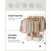 imageSONGMICS Clothes Rack DoubleRod Clothing Rack for Hanging Clothes with Wheels Garment Rack Metal Frame 220 lb Max Total Load 407 Inches Wide Clothes Storage and Display Black UHSR107B01White