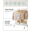 imageSONGMICS Clothes Rack DoubleRod Clothing Rack for Hanging Clothes with Wheels Garment Rack Metal Frame 220 lb Max Total Load 407 Inches Wide Clothes Storage and Display Silver UHSR107E01