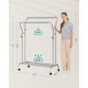 imageSONGMICS Clothes Rack DoubleRod Clothing Rack for Hanging Clothes with Wheels Garment Rack Metal Frame 220 lb Max Total Load 407 Inches Wide Clothes Storage and Display Silver UHSR107E01