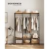 imageSONGMICS Clothes Rack Iron and Wood Wardrobe Closet Organizer Heavy Duty Garment Rack with Hanging Rods Closet Shelves Removable Hooks 157 x 372 x 709 Inches Rustic Brown URGR004B01Rustic Brown