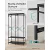imageSONGMICS Clothes Rack Iron and Wood Wardrobe Closet Organizer Heavy Duty Garment Rack with Hanging Rods Closet Shelves Removable Hooks 157 x 372 x 709 Inches Rustic Brown URGR004B01Black