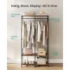 imageSONGMICS Clothes Rack Iron and Wood Wardrobe Closet Organizer Heavy Duty Garment Rack with Hanging Rods Closet Shelves Removable Hooks 157 x 372 x 709 Inches Rustic Brown URGR004B01Rustic Brown