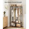 imageSONGMICS Clothes Rack Iron and Wood Wardrobe Closet Organizer Heavy Duty Garment Rack with Hanging Rods Closet Shelves Removable Hooks 157 x 372 x 709 Inches Rustic Brown URGR004B01Rustic Brown