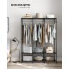 imageSONGMICS Clothes Rack Iron and Wood Wardrobe Closet Organizer Heavy Duty Garment Rack with Hanging Rods Closet Shelves Removable Hooks 157 x 372 x 709 Inches Rustic Brown URGR004B01Black