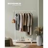 imageSONGMICS Clothes Rack with Wheels Clothing Rack for Hanging Clothes 388 Inches Metal Garment Rack with Shelf Loads up to 110 lb for Bedroom Closet Rustic Brown and Ink Black UHSR151B01White