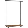 imageSONGMICS Clothes Rack with Wheels Clothing Rack for Hanging Clothes 388 Inches Metal Garment Rack with Shelf Loads up to 110 lb for Bedroom Closet Rustic Brown and Ink Black UHSR151B01Black