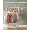 imageSONGMICS Clothes Rack with Wheels Clothing Rack for Hanging Clothes 388 Inches Metal Garment Rack with Shelf Loads up to 110 lb for Bedroom Closet Rustic Brown and Ink Black UHSR151B01White