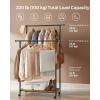 imageSONGMICS Clothes Rack with Wheels Clothing Rack for Hanging Clothes 388 Inches Metal Garment Rack with Shelf Loads up to 110 lb for Bedroom Closet Rustic Brown and Ink Black UHSR151B01Black