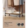 imageSONGMICS Clothes Rack with Wheels Clothing Rack for Hanging Clothes 388 Inches Metal Garment Rack with Shelf Loads up to 110 lb for Bedroom Closet Rustic Brown and Ink Black UHSR151B01Black