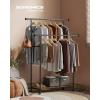 imageSONGMICS Clothes Rack with Wheels Clothing Rack for Hanging Clothes 388 Inches Metal Garment Rack with Shelf Loads up to 110 lb for Bedroom Closet Rustic Brown and Ink Black UHSR151B01Black