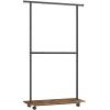 imageSONGMICS Clothes Rack with Wheels Clothing Rack for Hanging Clothes 388 Inches Metal Garment Rack with Shelf Loads up to 110 lb for Bedroom Closet Rustic Brown and Ink Black UHSR151B01Black