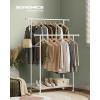 imageSONGMICS Clothes Rack with Wheels Clothing Rack for Hanging Clothes 388 Inches Metal Garment Rack with Shelf Loads up to 110 lb for Bedroom Closet Rustic Brown and Ink Black UHSR151B01White