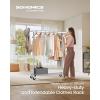 imageSONGMICS Clothes Rack with Wheels HeavyDuty Clothing Rack for Hanging Clothes Portable 177 x 36252 x 636 Inches with Extendable Rail 220 lb Load Capacity White UHSR013W01Silver