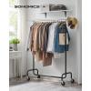 imageSONGMICS Clothes Rack with Wheels HeavyDuty Garment Rack with Extendable Hanging Rod 243 lb Load Capacity 177 x 63787 x 641 Inches ChromePlated Silver UHSR176E01Black  Silver