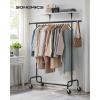 imageSONGMICS Clothes Rack with Wheels HeavyDuty Garment Rack with Extendable Hanging Rod 243 lb Load Capacity 177 x 63787 x 641 Inches ChromePlated Silver UHSR176E01Matte Black