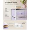 imageSONGMICS Dresser for Bedroom Chest of Drawers Closet Organizer and Storage Cabinet with 7 Fabric Drawers Metal Frame Snow White and Pale Purple ULTS117W03
