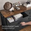 imageSONGMICS Dresser for Bedroom Storage Organizer Unit with 5 Fabric Drawers Chest of Drawers Steel Frame for Living Room Entryway Rustic Brown and Black ULTS215B01Rustic Brown  Black